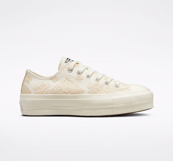 Converse Chuck Taylor All Star Lift Platform Tonal Embroidery Sneakers Low Hvide | CV-531ZIY