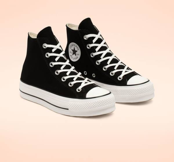 Converse Chuck Taylor All Star Lift Platform Canvas Sneakers High Sort Hvide | CV-589NRU