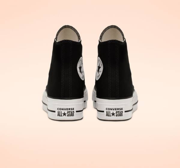 Converse Chuck Taylor All Star Lift Platform Canvas Sneakers High Sort Hvide | CV-589NRU