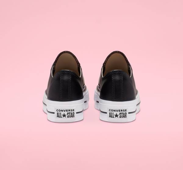 Converse Chuck Taylor All Star Lift Platform Læder Sneakers Low Sort Hvide | CV-749RHS