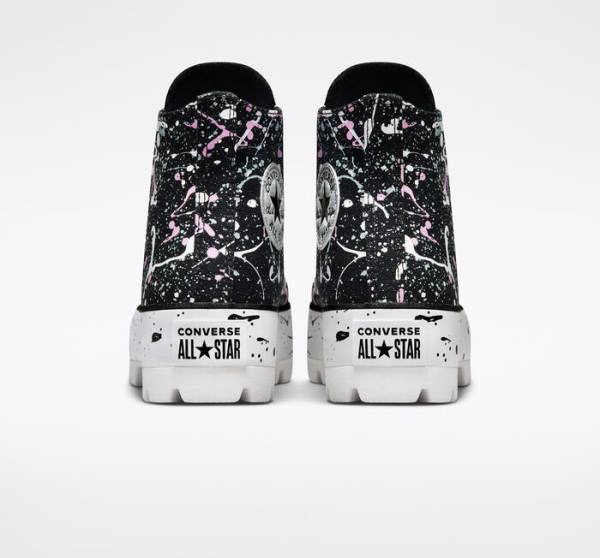 Converse Chuck Taylor All Star Lugged Paint Splatter Sneakers High Sort Grå Lyserød | CV-491VNS