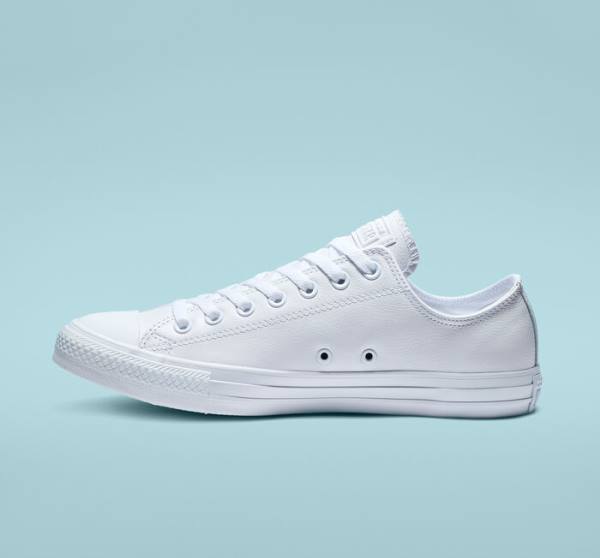 Converse Chuck Taylor All Star Læder All White Sneakers Low Hvide | CV-934ETL