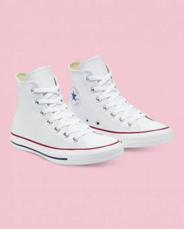 Converse Chuck Taylor All Star Læder Sneakers High Hvide | CV-217LQW