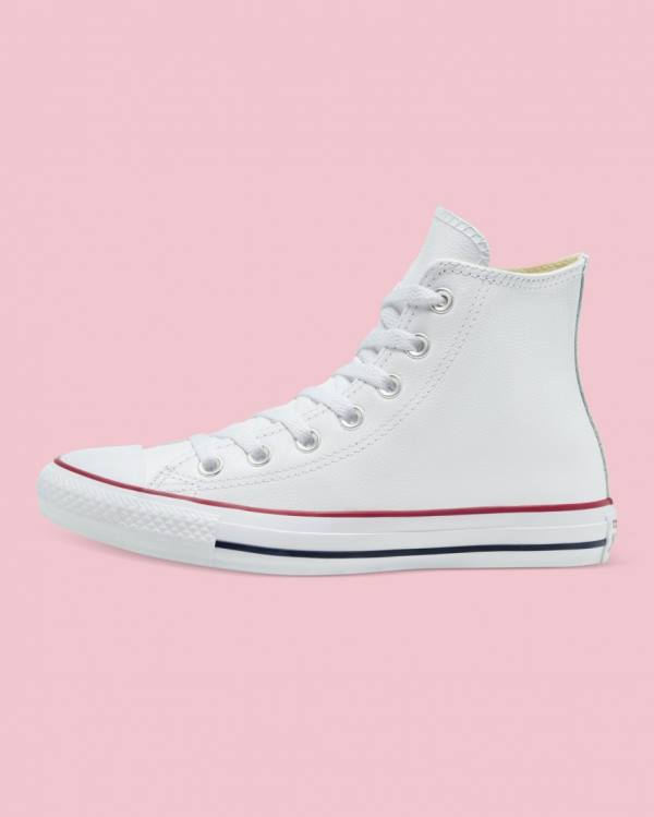 Converse Chuck Taylor All Star Læder Sneakers High Hvide | CV-217LQW