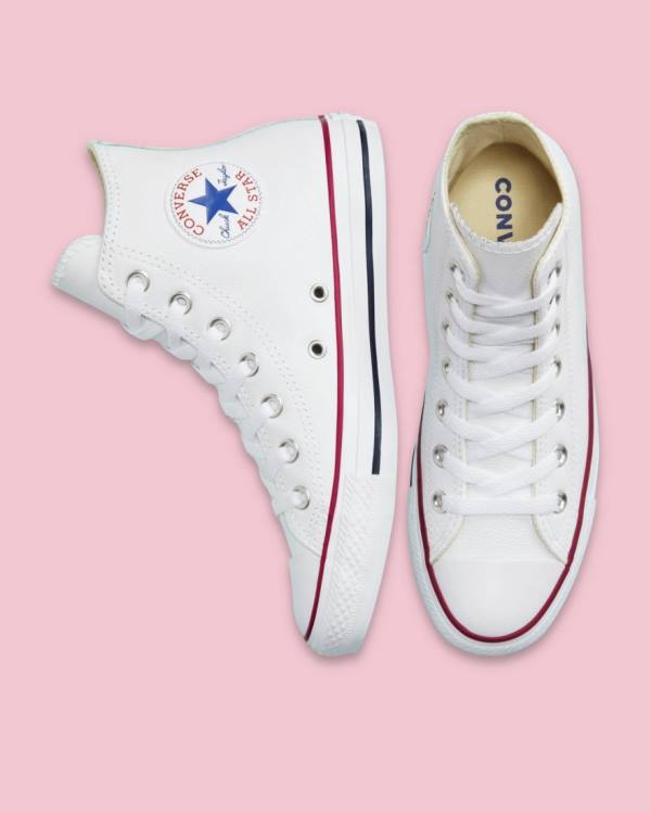 Converse Chuck Taylor All Star Læder Sneakers High Hvide | CV-217LQW