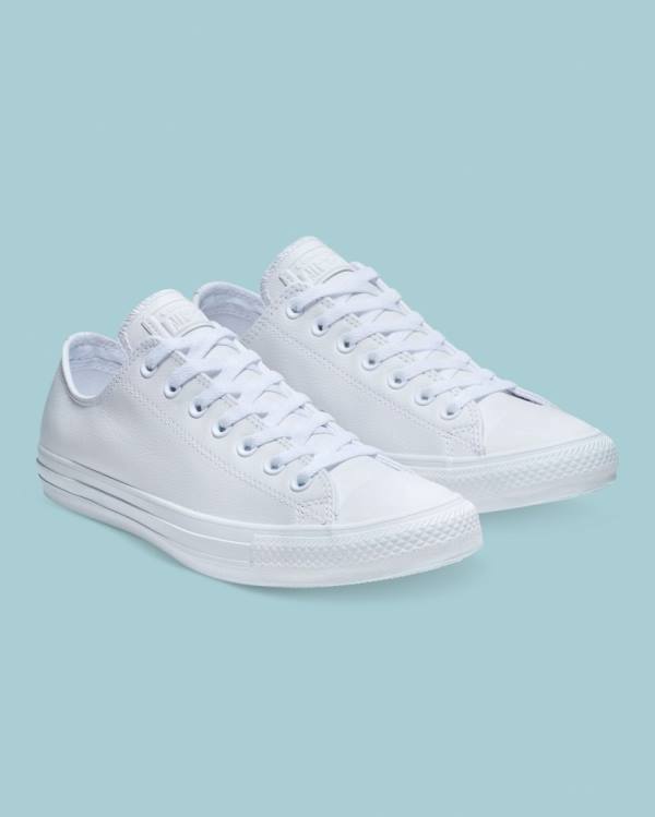 Converse Chuck Taylor All Star Læder Sneakers Low Hvide | CV-359GMA