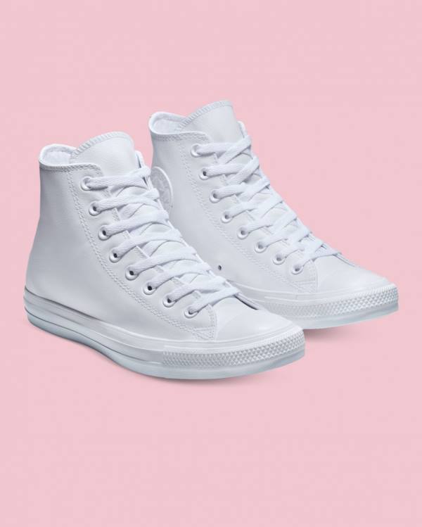 Converse Chuck Taylor All Star Læder Sneakers High Hvide | CV-486YUP