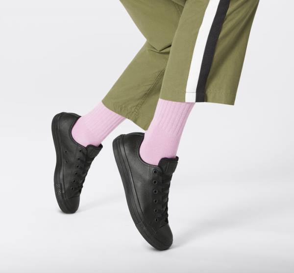 Converse Chuck Taylor All Star Læder Sneakers Low Sort | CV-604JXO