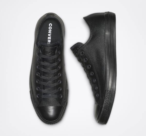 Converse Chuck Taylor All Star Læder Sneakers Low Sort | CV-604JXO