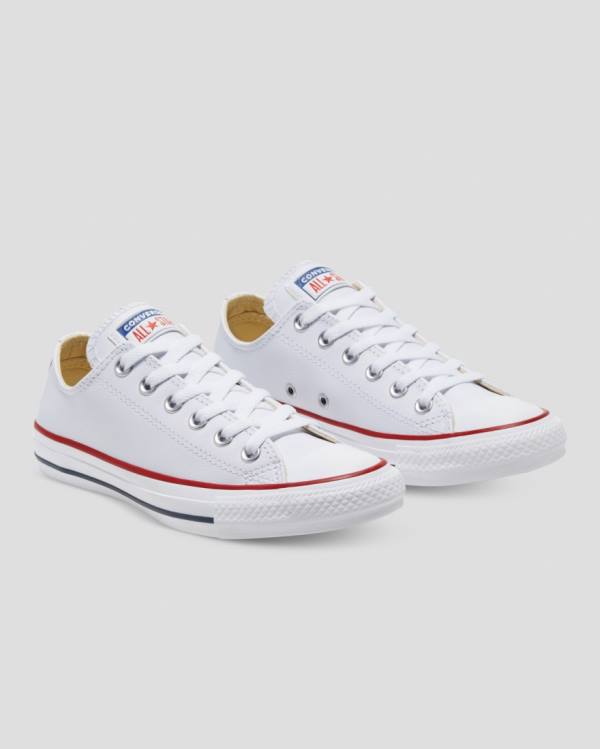 Converse Chuck Taylor All Star Læder Sneakers Low Hvide | CV-927DEN