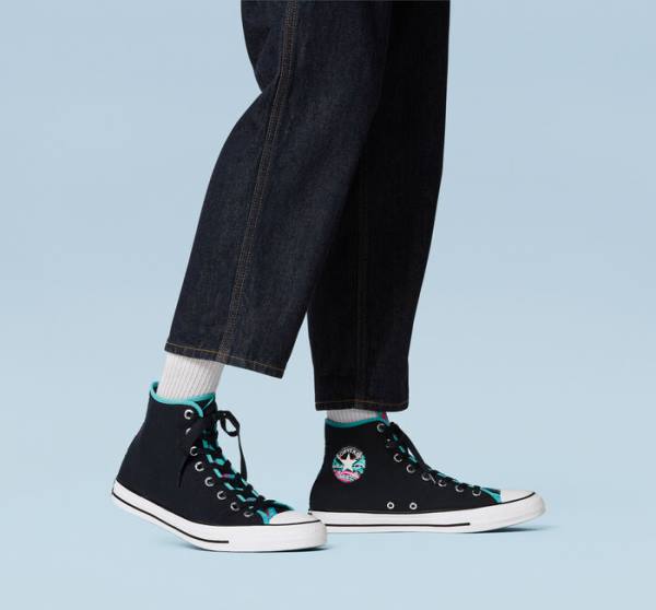 Converse Chuck Taylor All Star Marbled Sneakers High Sort Flerfarvede Hvide | CV-726LYK