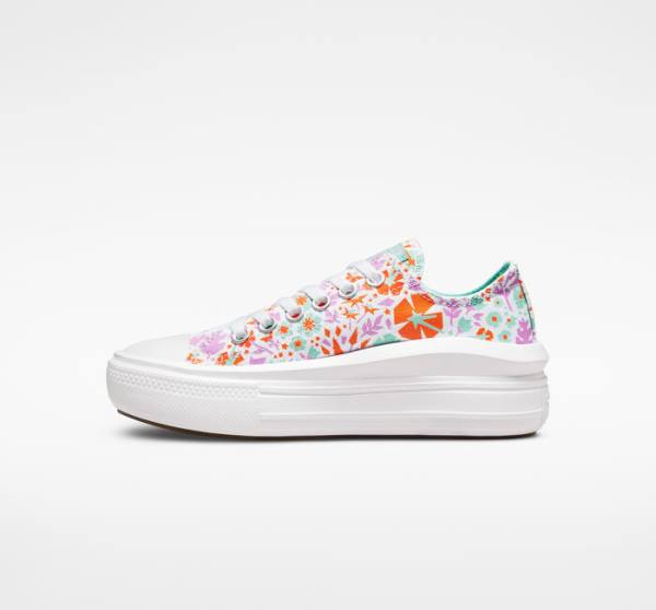 Converse Chuck Taylor All Star Move Platform Paper Floral Sneakers Low Hvide Lyse | CV-821TKI