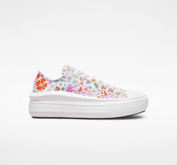 Converse Chuck Taylor All Star Move Platform Paper Floral Sneakers Low Hvide Lyse | CV-821TKI