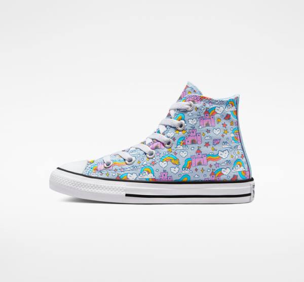 Converse Chuck Taylor All Star Rainbow Castles Sneakers High Blå Lyserød | CV-584IYN