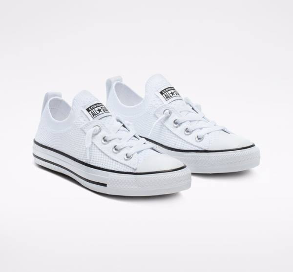 Converse Chuck Taylor All Star Shoreline Knit Slip Sneakers Low Hvide Sort Hvide | CV-639YIS