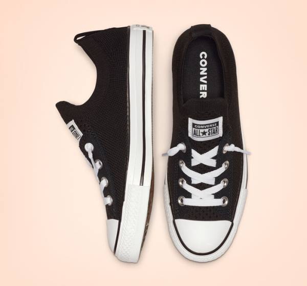 Converse Chuck Taylor All Star Shoreline Knit Slip Sneakers Low Sort Hvide | CV-743WUN