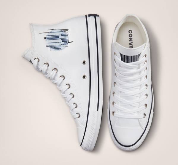 Converse Chuck Taylor All Star Translucent Barcode Sneakers High Hvide Sort Hvide | CV-259LHI