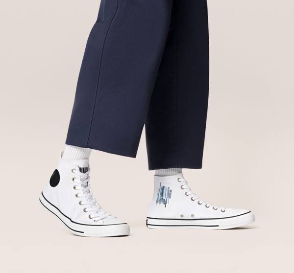 Converse Chuck Taylor All Star Translucent Barcode Sneakers High Hvide Sort Hvide | CV-259LHI