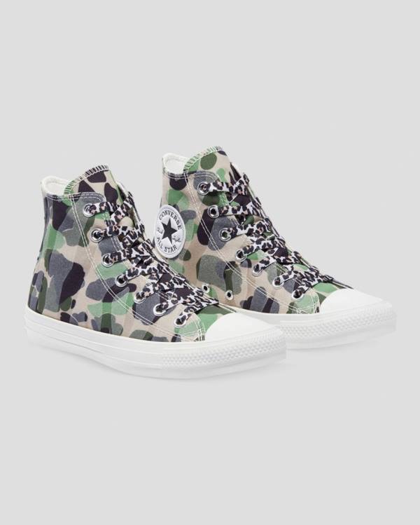 Converse Chuck Taylor Edged Leopard Print Sneakers High Sort | CV-196QAO