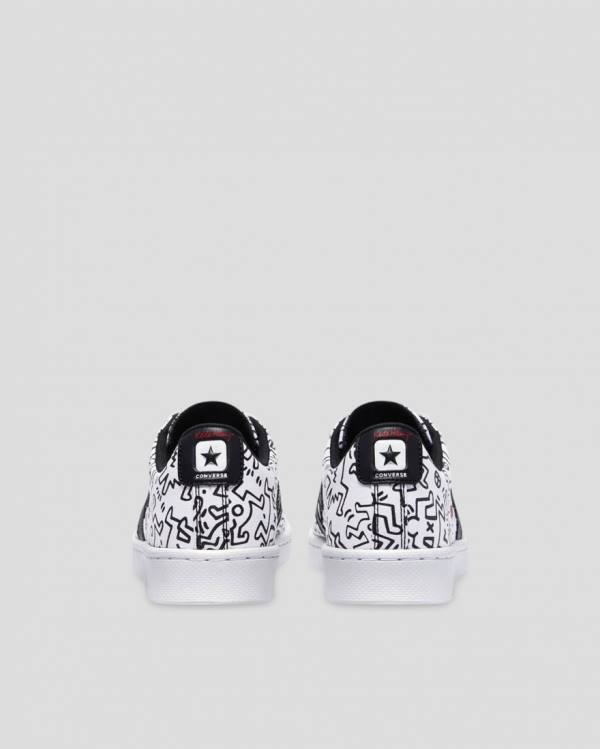 Converse Keith Haring Pro Læder Sneakers Low Hvide Sort Rød | CV-059KQH