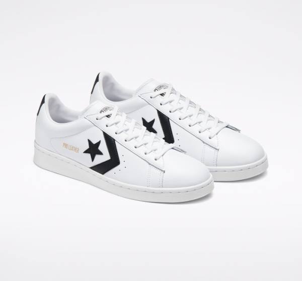 Converse OG Pro Læder Sneakers Low Hvide Sort Hvide | CV-518SVZ
