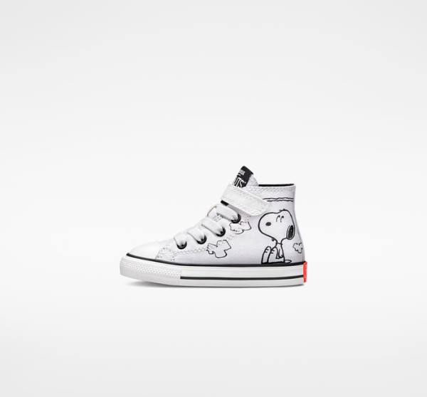 Converse Peanuts Chuck Taylor All Star Easy-On Sneakers High Hvide Sort Rød | CV-235ZSM