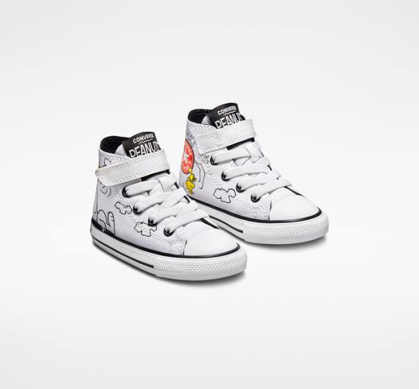 Converse Peanuts Chuck Taylor All Star Easy-On Sneakers High Hvide Sort Rød | CV-235ZSM