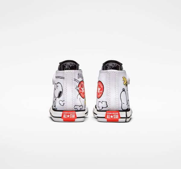 Converse Peanuts Chuck Taylor All Star Easy-On Sneakers High Hvide Sort Rød | CV-235ZSM