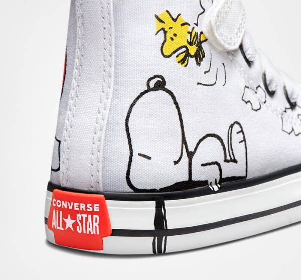 Converse Peanuts Chuck Taylor All Star Easy-On Sneakers High Hvide Sort Rød | CV-235ZSM