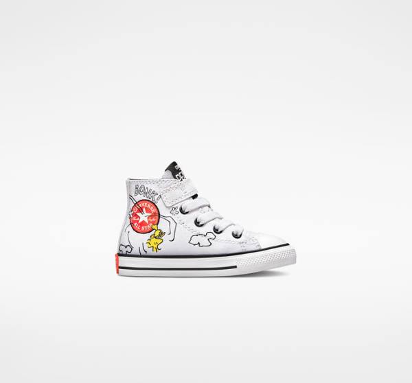 Converse Peanuts Chuck Taylor All Star Easy-On Sneakers High Hvide Sort Rød | CV-235ZSM