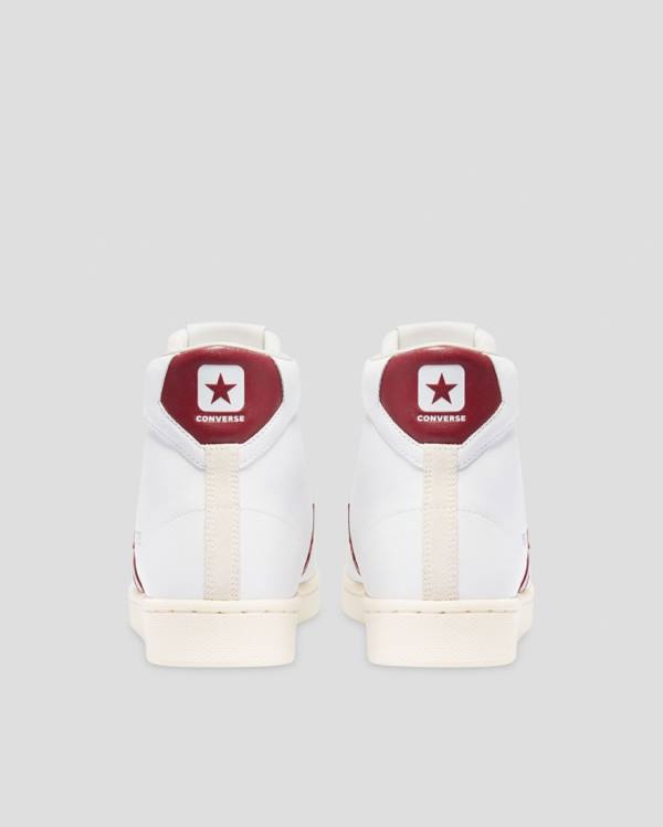 Converse Pro Læder Italy Sneakers High Hvide Rød | CV-836LJE