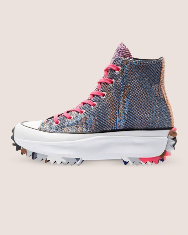 Converse Run Star Hike Knit Print Sneakers High Blå Rød | CV-475ANE