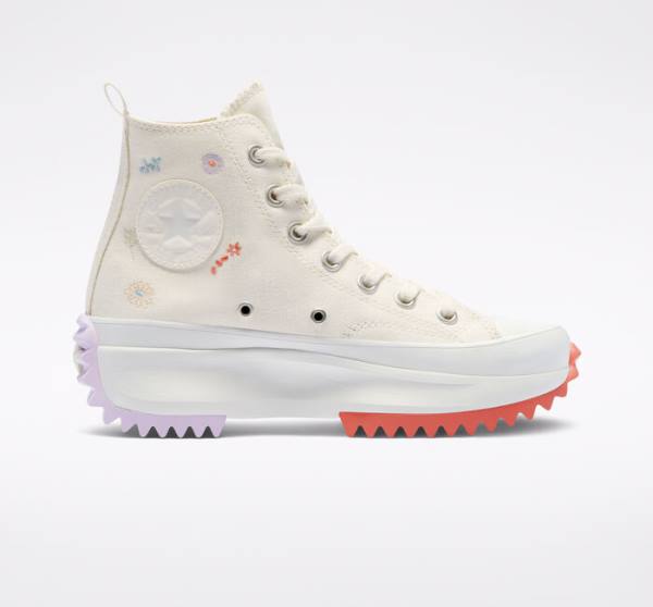 Converse Run Star Hike Platform Embroidered Floral Sneakers High Lyse | CV-475YQB