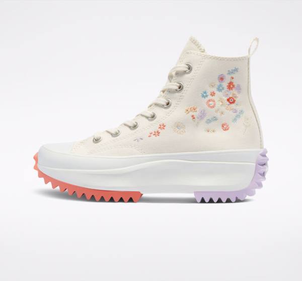 Converse Run Star Hike Platform Embroidered Floral Sneakers High Lyse | CV-913HBX